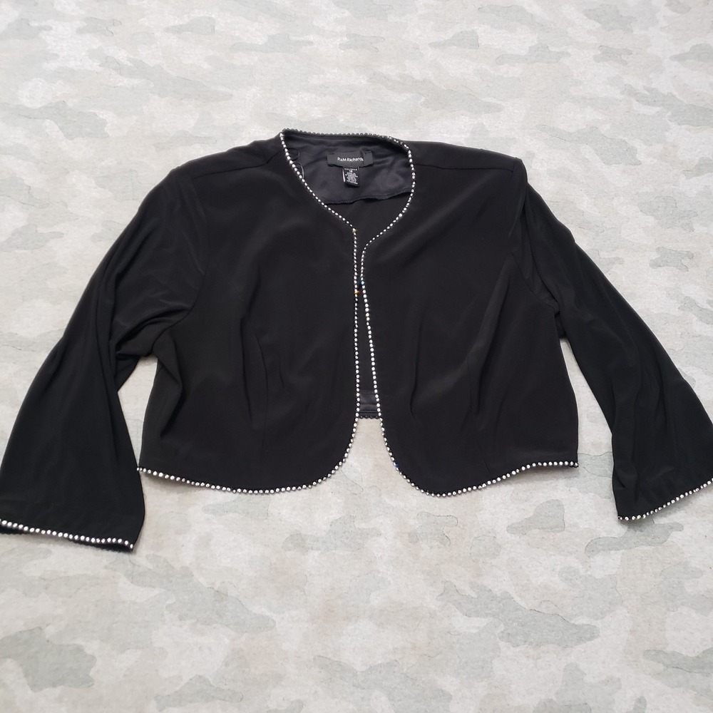R&M Richards Cardiagn Womens 18 Black Open Front Long Sleeve Open Front